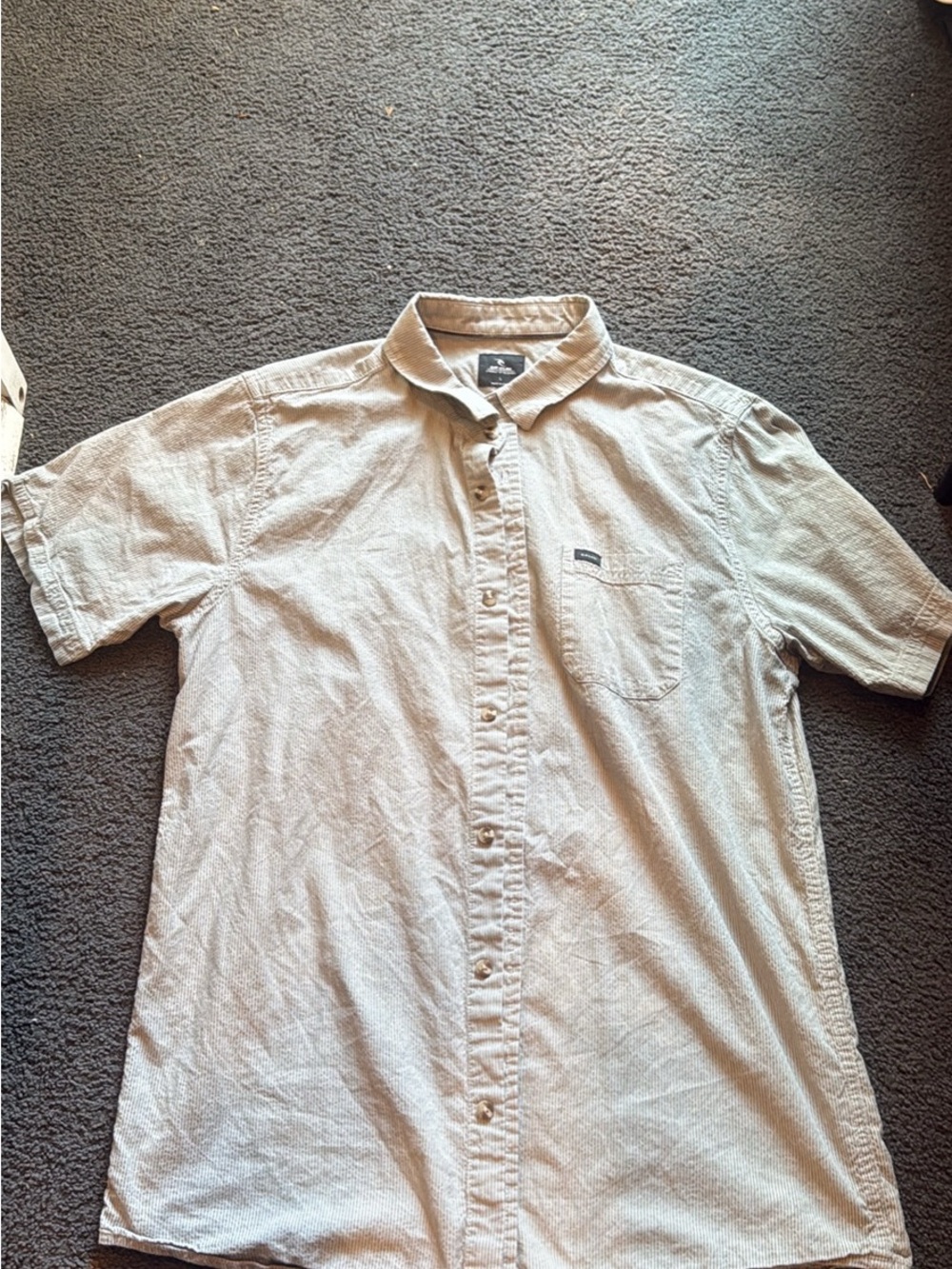 Ripcurl Short-Sleeve Button-Up Shirt - Light Beige - Mens Large